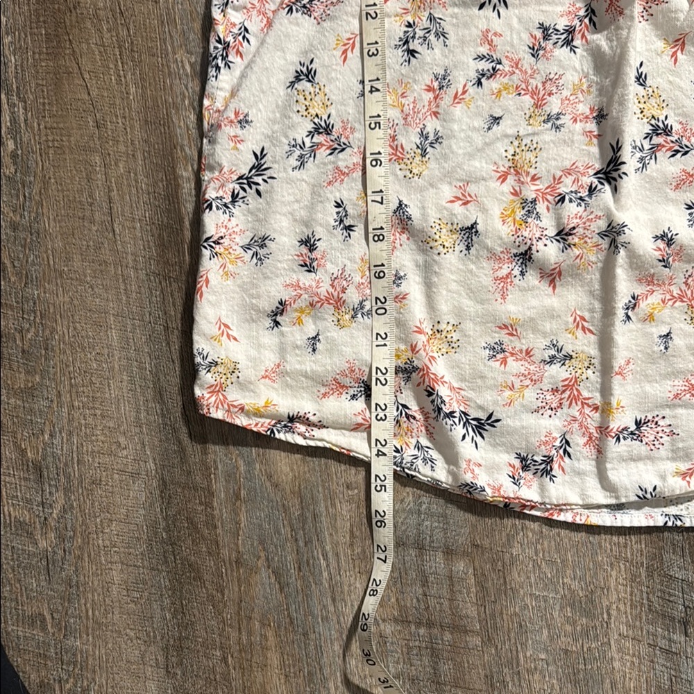 St. John's Bay Floral Blouse - Cream with Coral, Blue and Yellow floral pattern - Picture 3 of 7